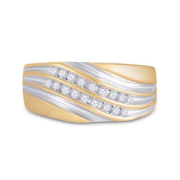 10kt Yellow Gold His Round Diamond Wedding Band Ring 1/4 Cttw - Image 3