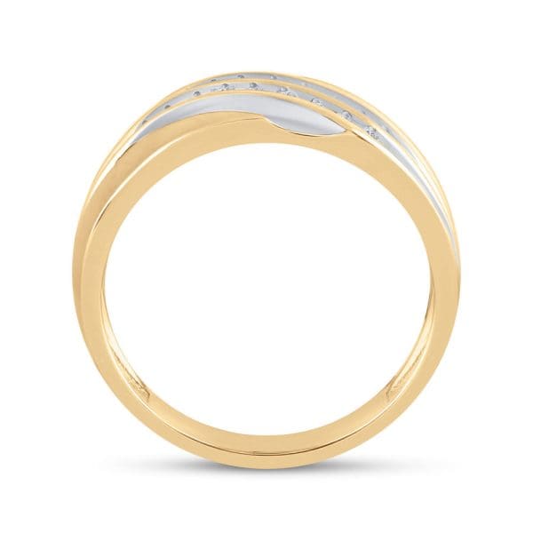 10kt Yellow Gold His Round Diamond Wedding Band Ring 1/4 Cttw - Image 2
