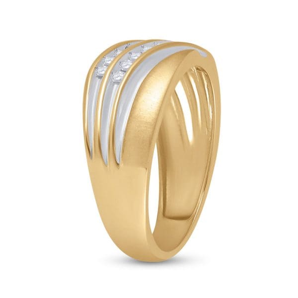 10kt Yellow Gold His Round Diamond Wedding Band Ring 1/4 Cttw - Image 4