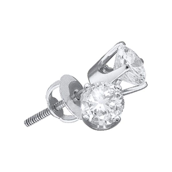 14kt White Gold  Round Diamond Solitaire Stud Earrings 7/8 Cttw