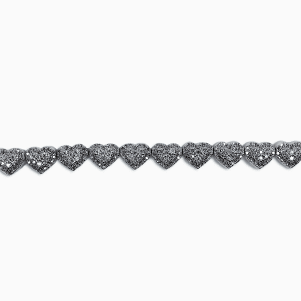 Diamond Tennis Heart Bracelet - 10K White Gold - Free Overnight Shipping - Image 2