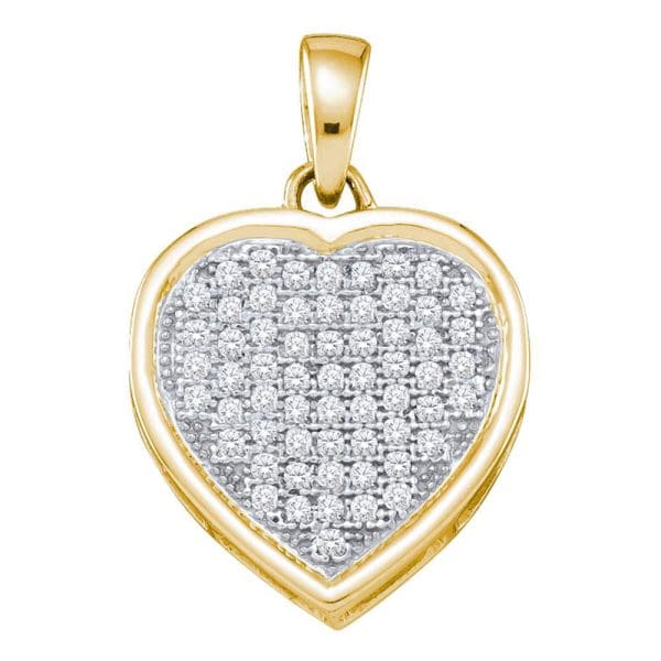 10kt Yellow Gold  Round Diamond Small Simple Heart Pendant 1/5 Cttw