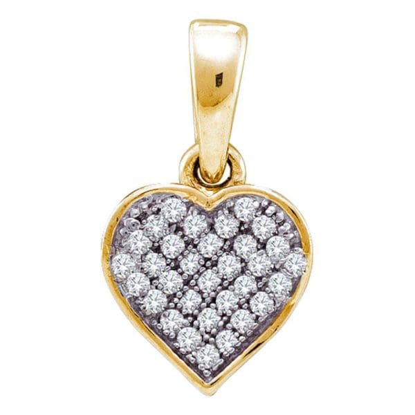 10kt Yellow Gold  Round Diamond Small Dainty Heart Pendant 1/10 Cttw