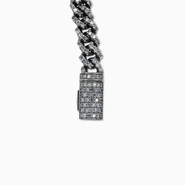 Diamond Cuban Bracelet - 10K White Gold - Free Overnight Shipping - Image 2