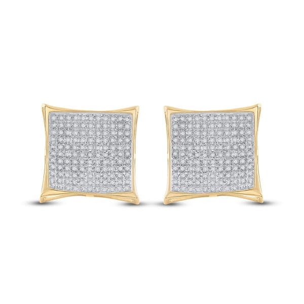 10kt Yellow Gold  Round Diamond Kite Cluster Earrings 3/4 Cttw - Image 2