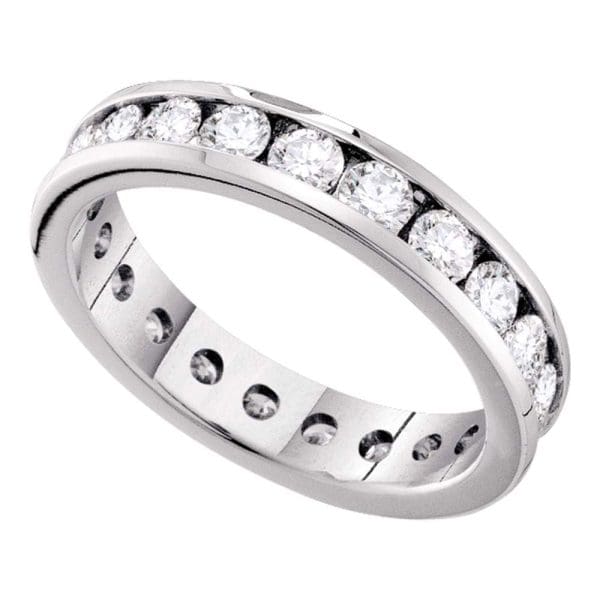 14k White Gold  Round Diamond Bridal Wedding Anniversary Eternity Band 1-1/2 Cttw