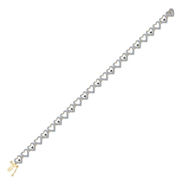 Yellow-tone Sterling Silver Black Color Enhanced Diamond Heart Link Bracelet 1/5 Cttw - Image 2