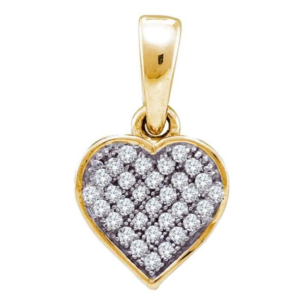 Yellow-tone Sterling Silver  Round Diamond Heart Pendant 1/10 Cttw