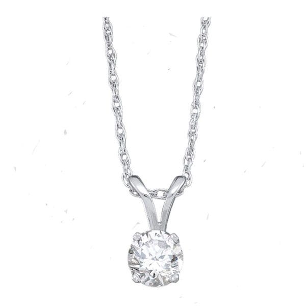 14kt White Gold  Round Diamond Solitaire Pendant 1/4 Cttw