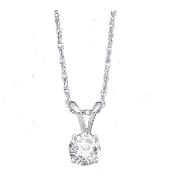 14kt White Gold  Round Diamond Solitaire Pendant 1 Cttw