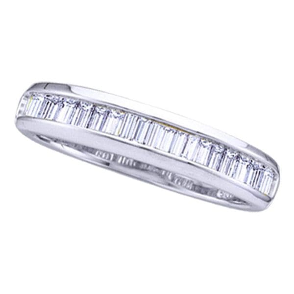 Sterling Silver  Baguette Diamond Wedding Band Ring 1/2 Cttw