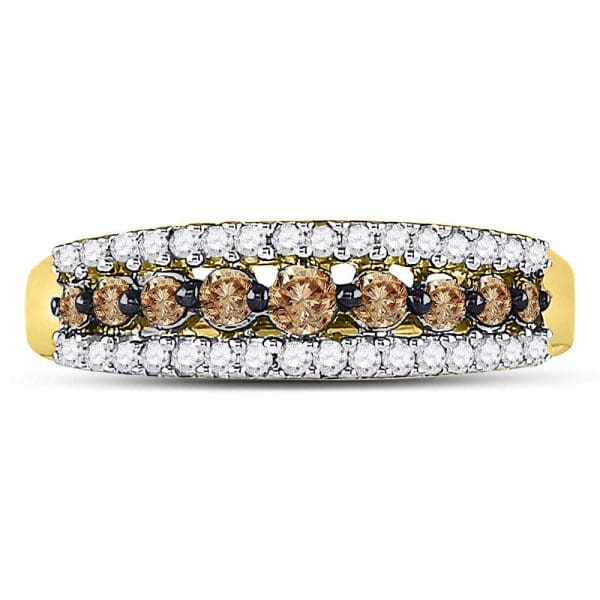 14k Yellow Gold  Brown Diamond Band Ring 1/2 Cttw - Image 2