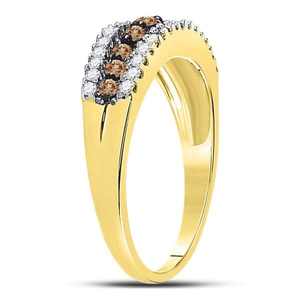 14k Yellow Gold  Brown Diamond Band Ring 1/2 Cttw - Image 3