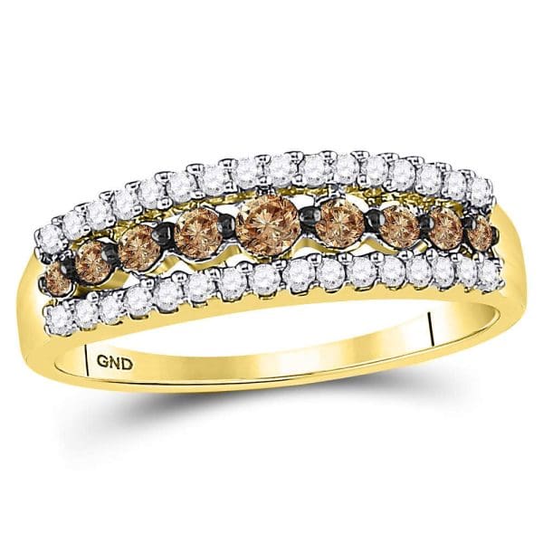 14k Yellow Gold  Brown Diamond Band Ring 1/2 Cttw