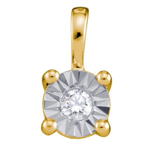 10kt Yellow Gold  Round Diamond Illusion-set Solitaire Pendant 1/10 Cttw