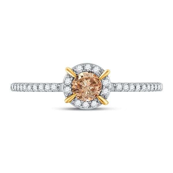 10kt Yellow Gold Round Brown Diamond Solitaire Bridal Wedding Engagement Ring 1/3 Cttw - Image 3