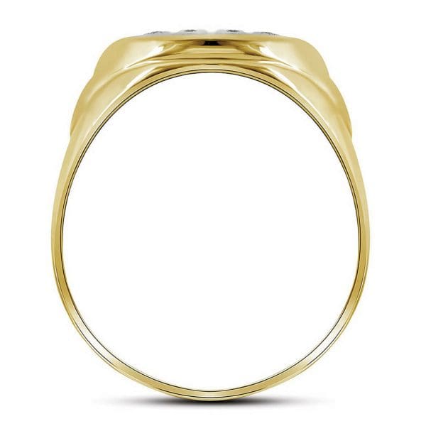 10kt Yellow Gold His Round Prong-set Diamond Oval Cluster Ring 1/4 Cttw - Image 2