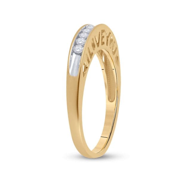 10kt Yellow Gold  Round Diamond I Love You Band 1/5 Cttw - Image 4