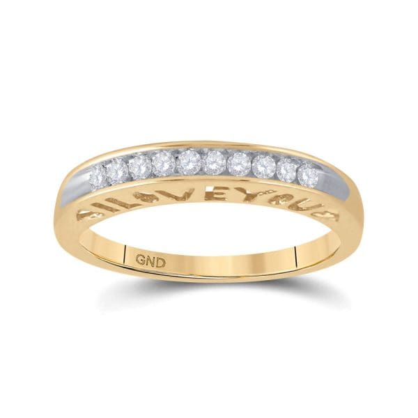 10kt Yellow Gold  Round Diamond I Love You Band 1/5 Cttw