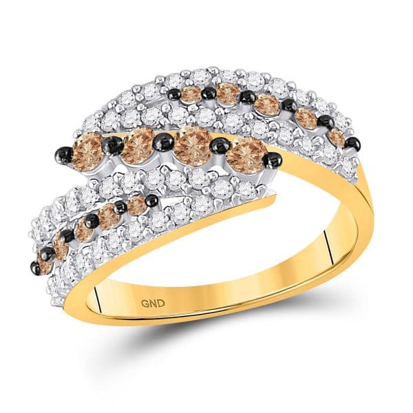 10kt Yellow Gold  Round Brown Diamond Band Ring 1 Cttw
