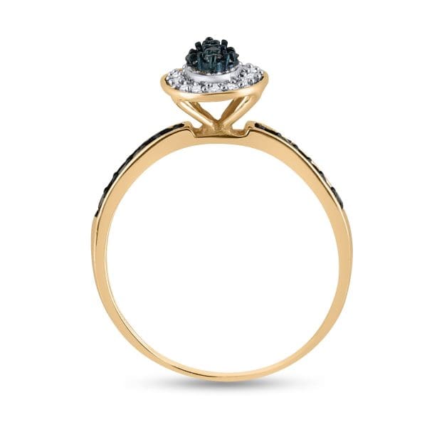 10kt Yellow Gold Round Blue Color Enhanced Diamond Bridal Wedding Ring Band Set 1/2 Cttw - Image 3