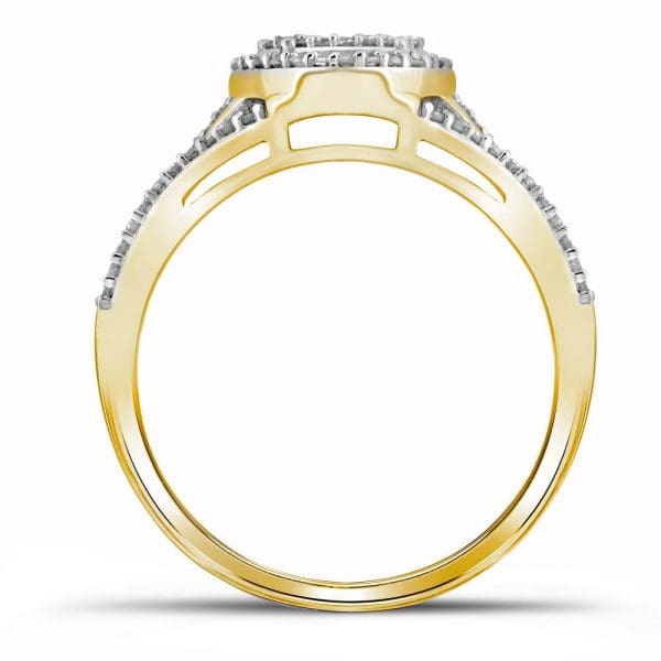 10kt Yellow Gold  Round Diamond Oval Cluster Twist Ring 1/2 Cttw - Image 2
