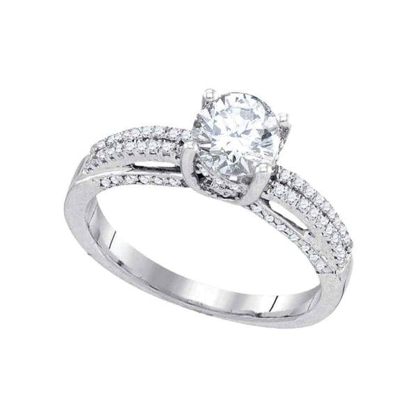 Round Diamond Solitaire Bridal Wedding Engagement Ring - 14K White Gold
