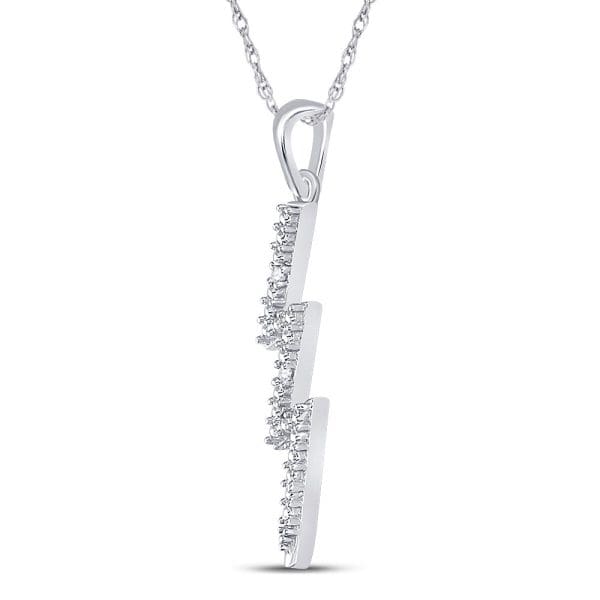 Sterling Silver  Round Diamond-accent Lightning Bolt Pendant .01 Cttw - Image 2