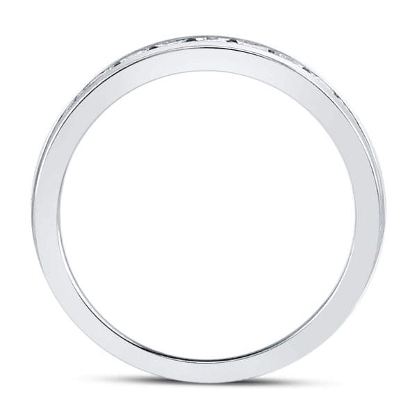 Machine-Set Round Diamond Wedding Band - 14kt White Gold - Image 3