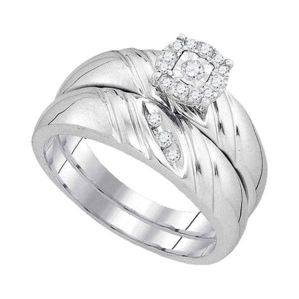 His s Round Diamond Solitaire Matching Wedding Set - 10kt White Gold - Image 2