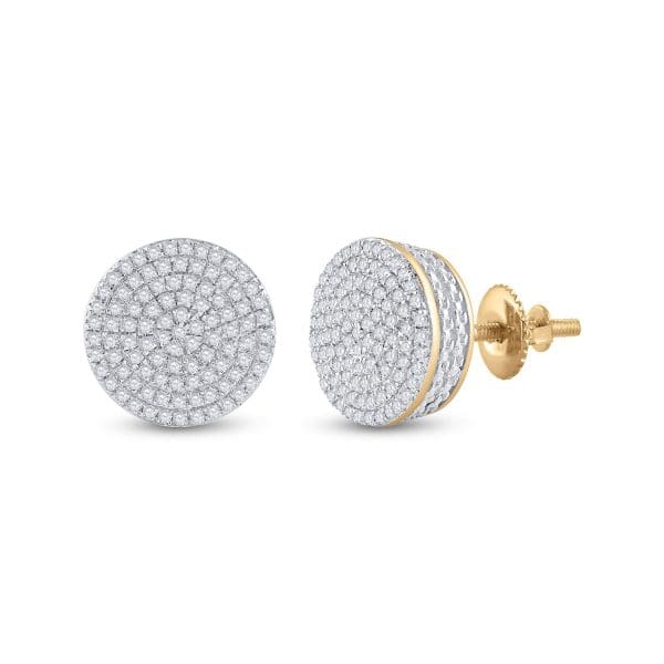 Round Diamond Circle Cluster Earrings - 10kt Yellow Gold