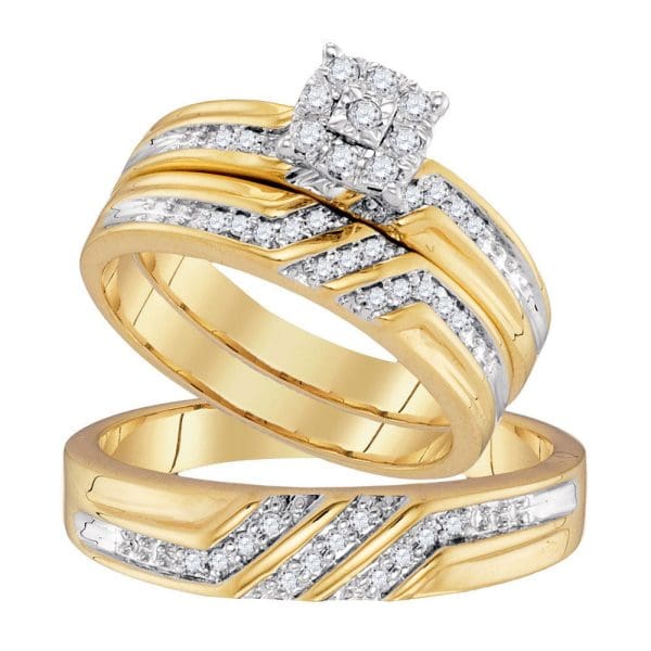 His s Round Diamond Solitaire Matching Wedding Set - 10kt Yellow Gold