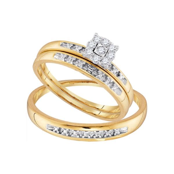 His s Round Diamond Solitaire Matching Wedding Set - 10kt Yellow Gold