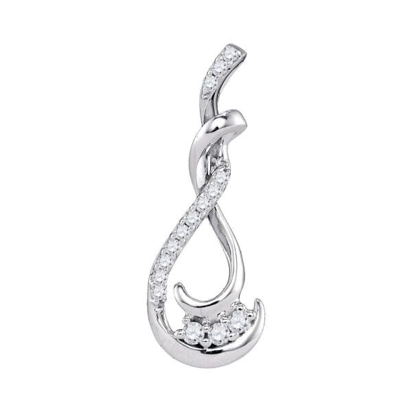 10kt White Gold  Round Diamond Cradled 3-Stone Infinity Pendant 1/5 Cttw