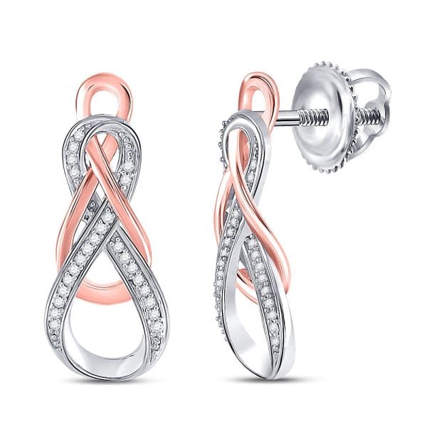 10kt Two-tone Gold  Round Diamond Fashion Earrings 1/8 Cttw