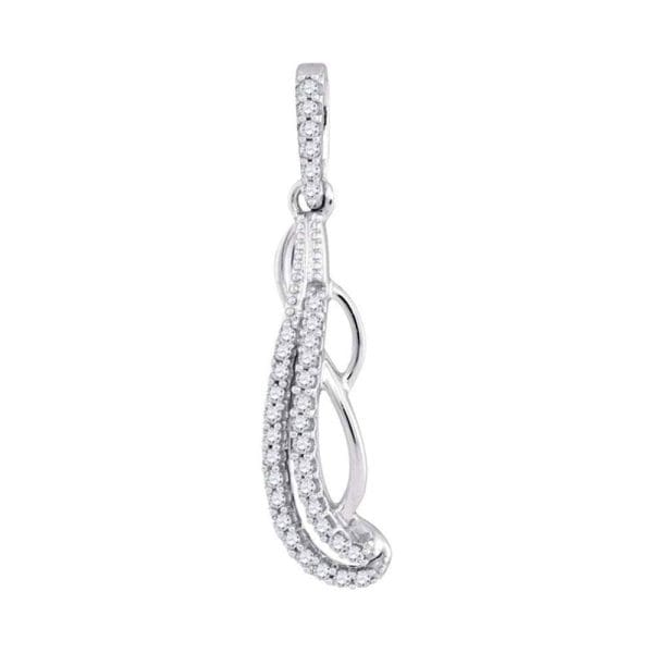 10kt White Gold  Round Diamond Dangle Fashion Pendant 1/8 Cttw