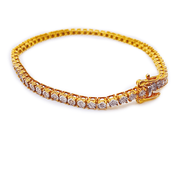 Designer Diamond Fanuk Tennis Bracelet - 10K Yellow Gold - Image 3