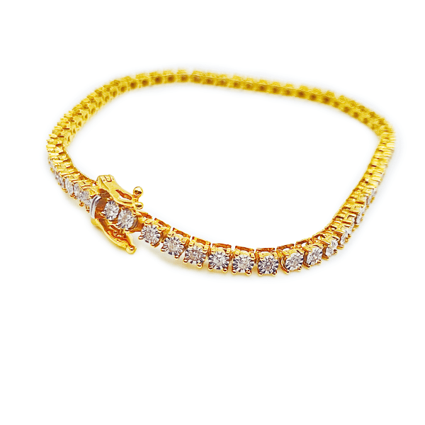 Designer Diamond Fanuk Tennis Bracelet - 10K Yellow Gold - Image 2