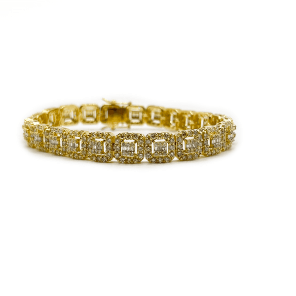 Designer Diamond Cluster Bracelet - 10K Yellow Gold -  Diamond Bracelet