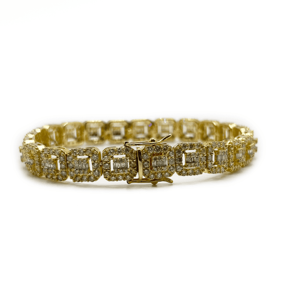 Designer Diamond Cluster Bracelet - 10K Yellow Gold -  Diamond Bracelet - Image 3