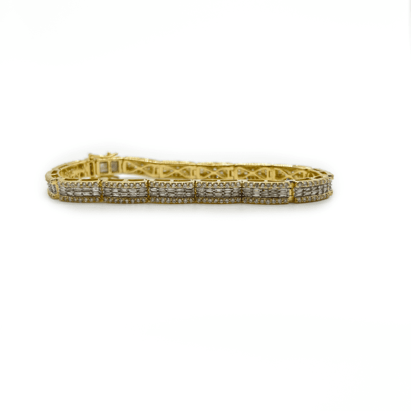 Baguette Diamond Tennis Bracelet - 10K Yellow Gold - Image 3